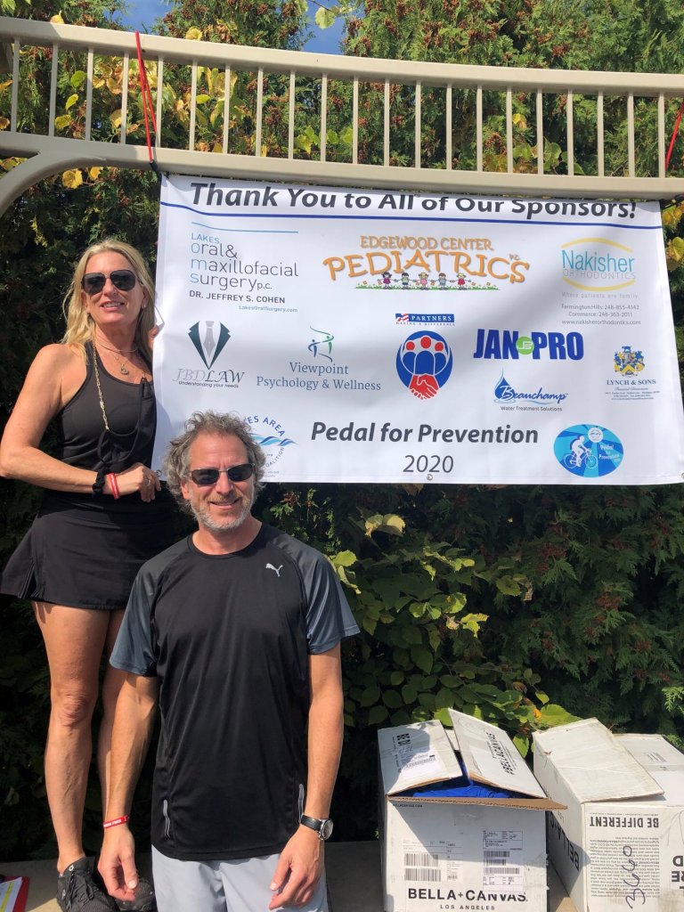 A photo of Dr. Cohen and Stacey Cohen at Pedal for Pevention 2020